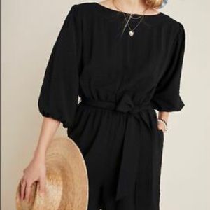 NWT Anthropologie black romper with waist tie